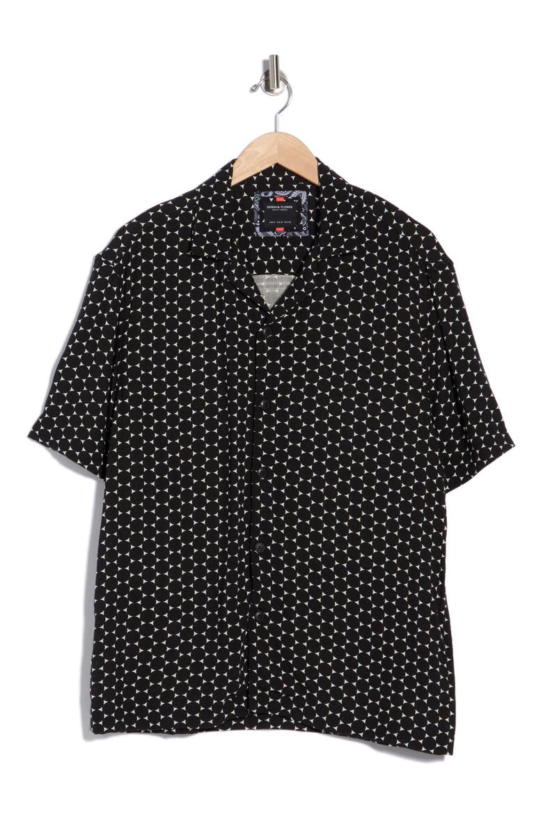 Geo Print Short Sleeve Shirt, Alternate, color, BLACK