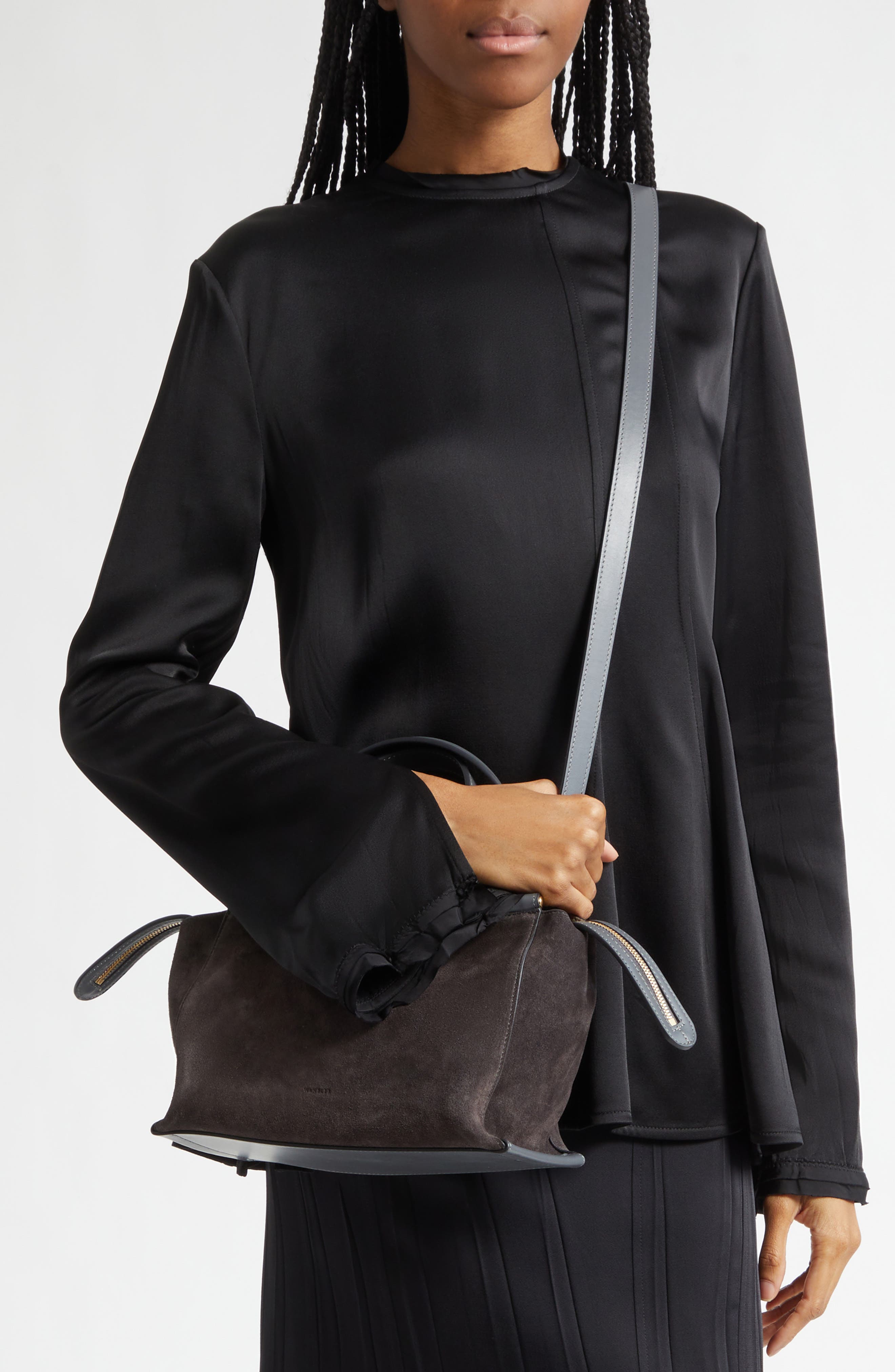 Wandler Ida Leather Handbag, Alternate, color, Space Suede