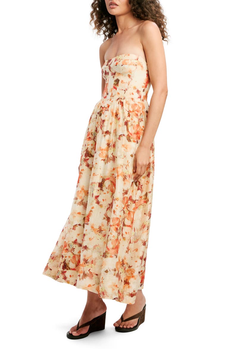 Lola Strapless Corset Dress, Alternate, color, ORANGE FLORAL