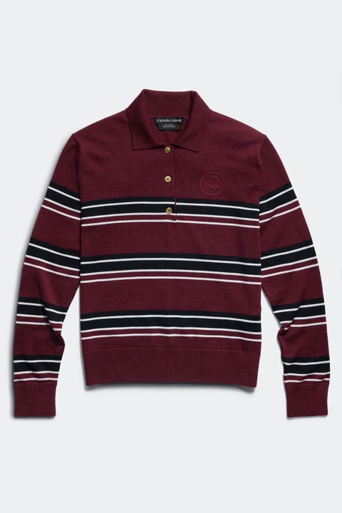 Melrose Striped Knit Long Sleeve Polo