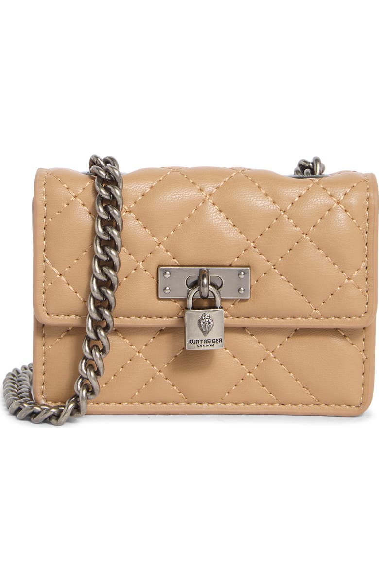 Kurt Geiger London Micro Brixton Quilted Shoulder Bag, Main, color, Camel