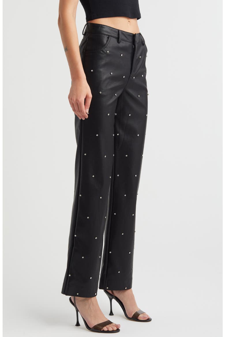 Hotfix Low Rise Faux Leather Pants, Alternate, color, BLACK