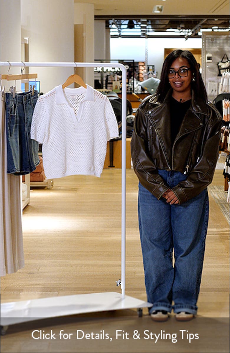 Tae Short Sleeve Open Knit Polo Sweater, sales video thumbnail