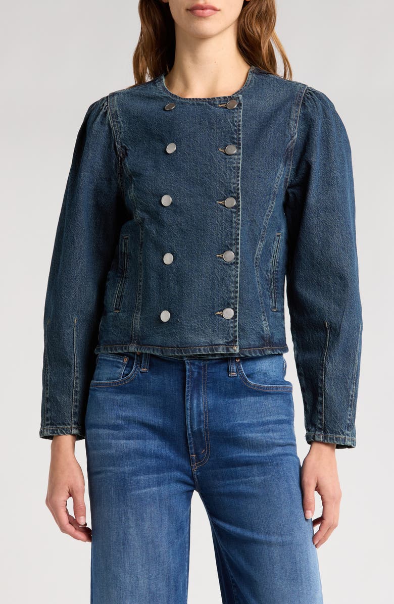 Habitual Double Breasted Denim Jacket, Main, color, Tide