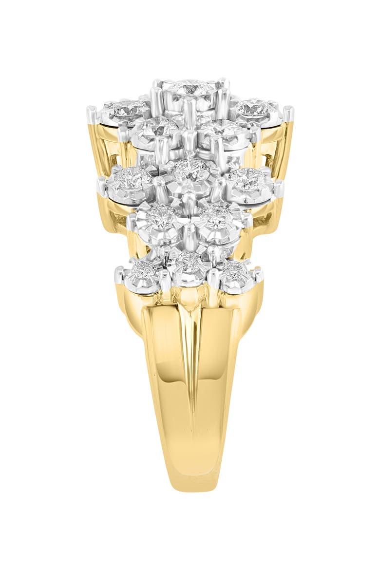 14K Gold Bright Cut Diamond Cluster Ring - 0.96ct., Alternate, color, YELLOW GOLD