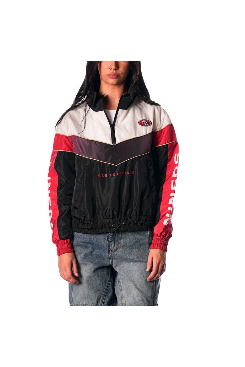 Women's The Wild Collective Black San Francisco 49ers 1/4 Zip Track Jacket, Alternate, color, Black