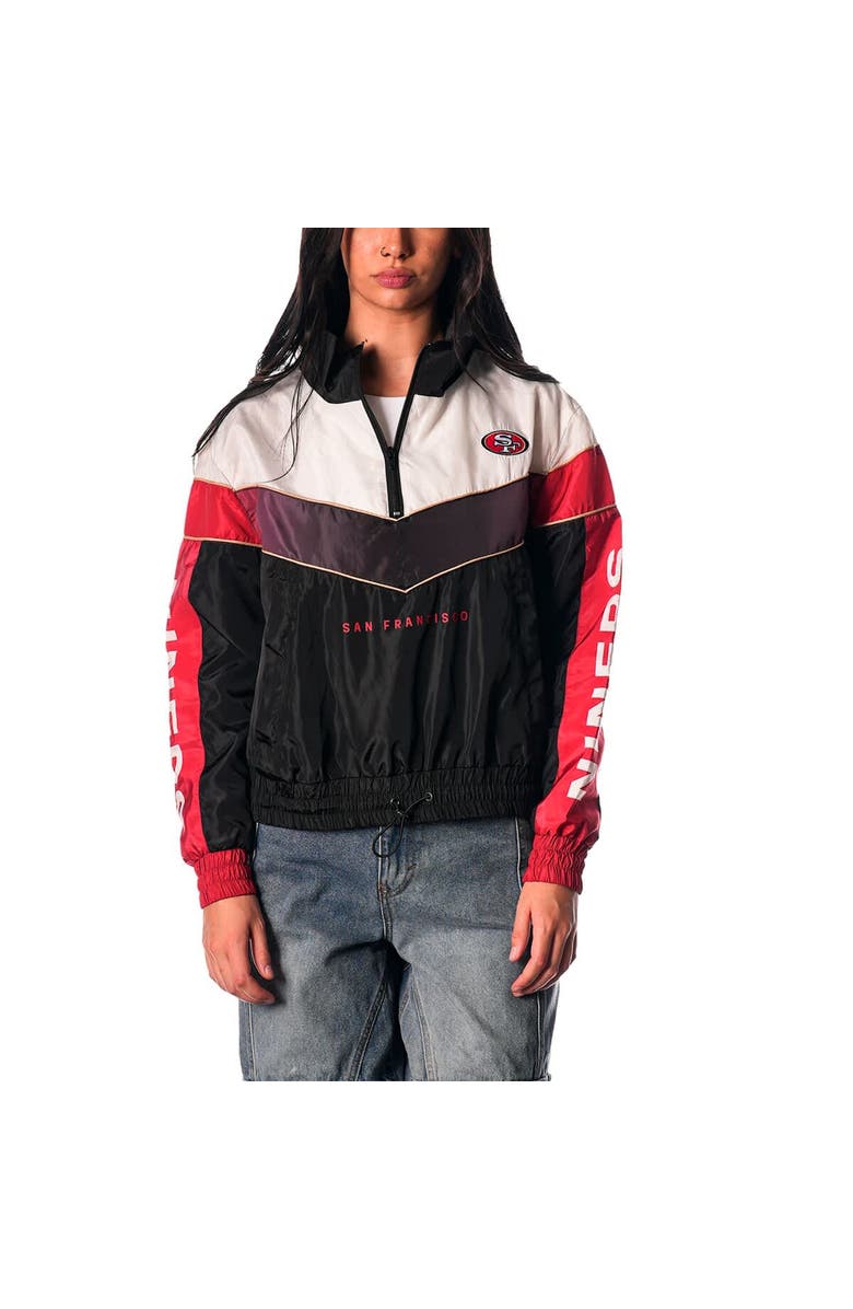 THE WILD COLLECTIVE Women's The Wild Collective Black San Francisco 49ers 1/4 Zip Track Jacket, Alternate, color, Black