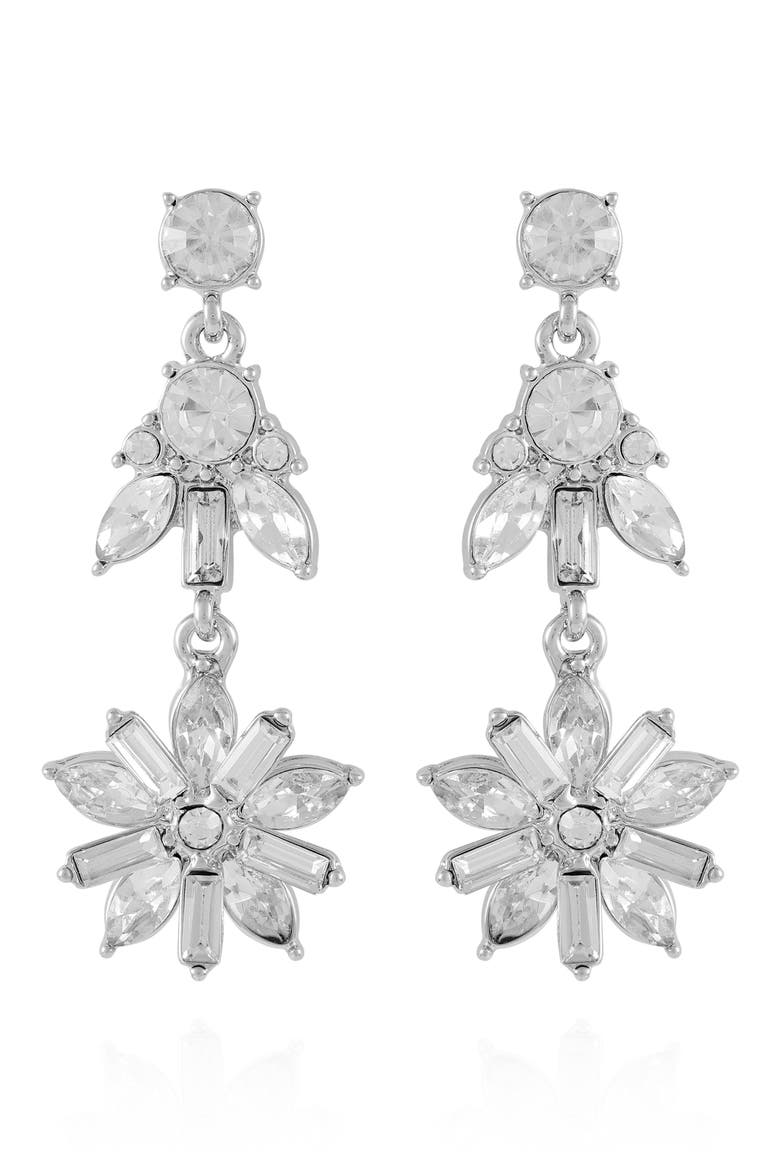 Crystal Clip-On Drop Earrings, Main, color, GOLD TONE