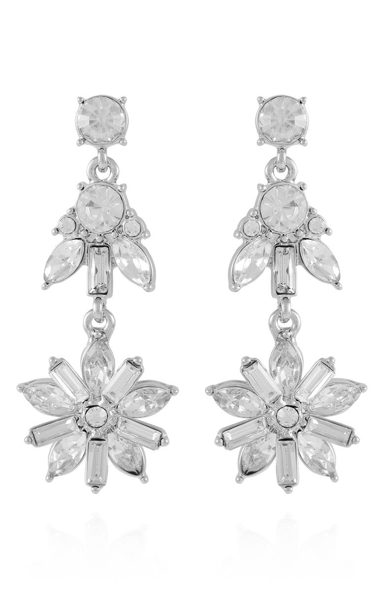 T Tahari Crystal Clip-On Drop Earrings, Main, color,