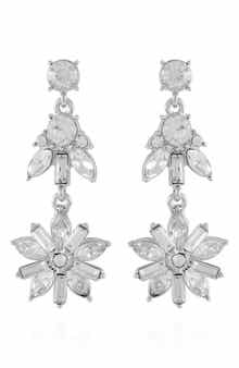 T Tahari Crystal Clip-On Drop Earrings