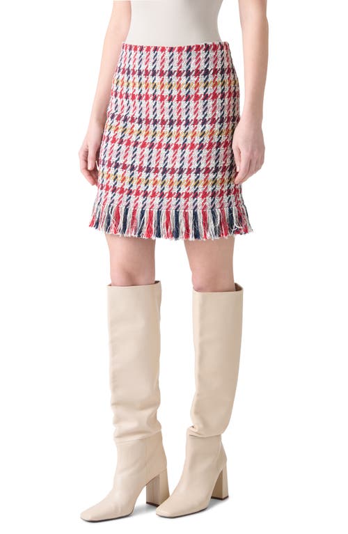 Akris Punto Check Tweed Fringed Skirt In Multi
