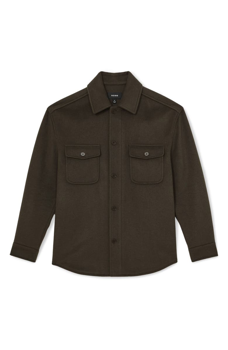 Reiss Liam Wool Blend Overshirt, Alternate, color, Khaki Green