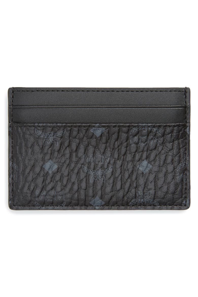 Logo Leather Card Case, Alternate, color, BLACK