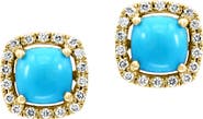 EFFY 14K Yellow Gold Turquoise & Diamond Stud Earrings