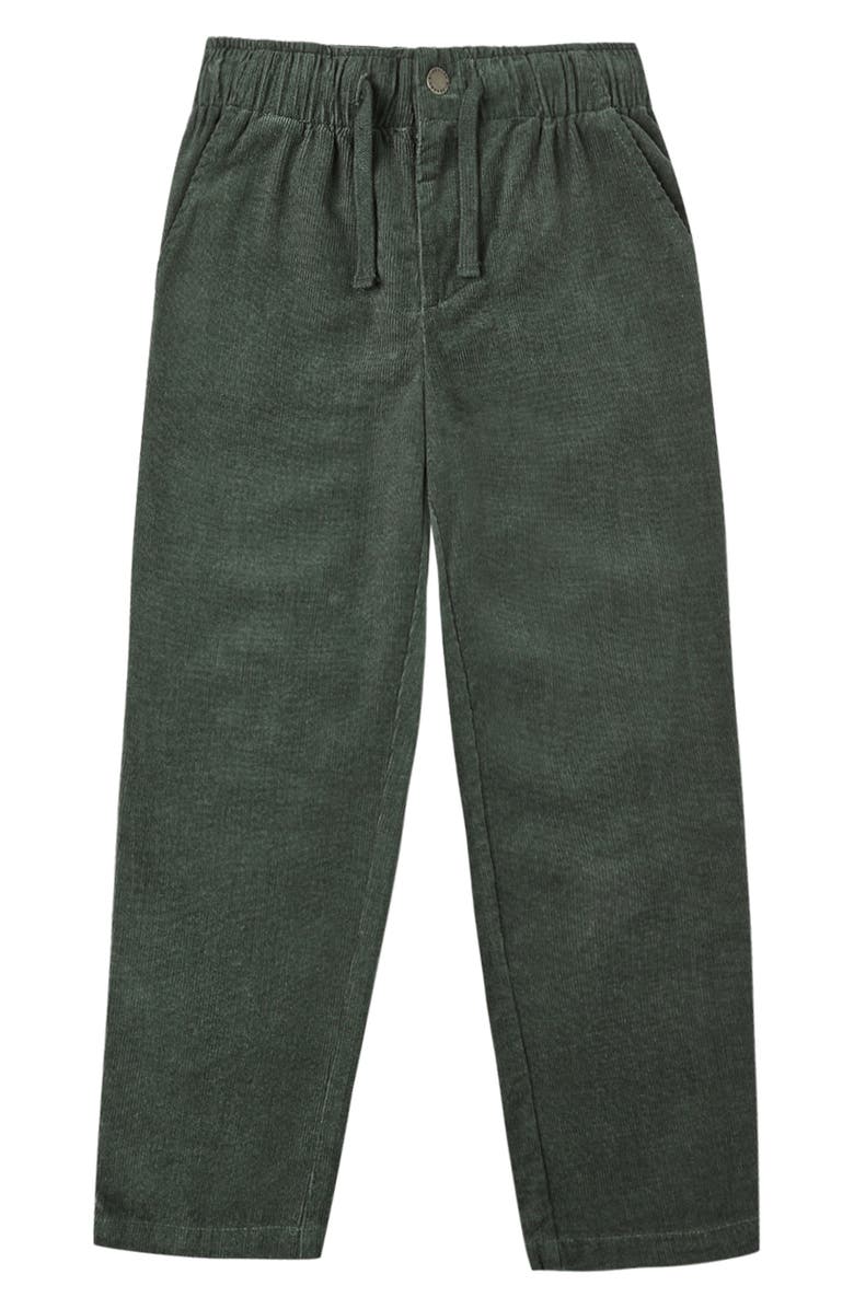 QUINCY MAE Kalen Cotton Corduroy Drawstring Pants, Main, color, Evergreen