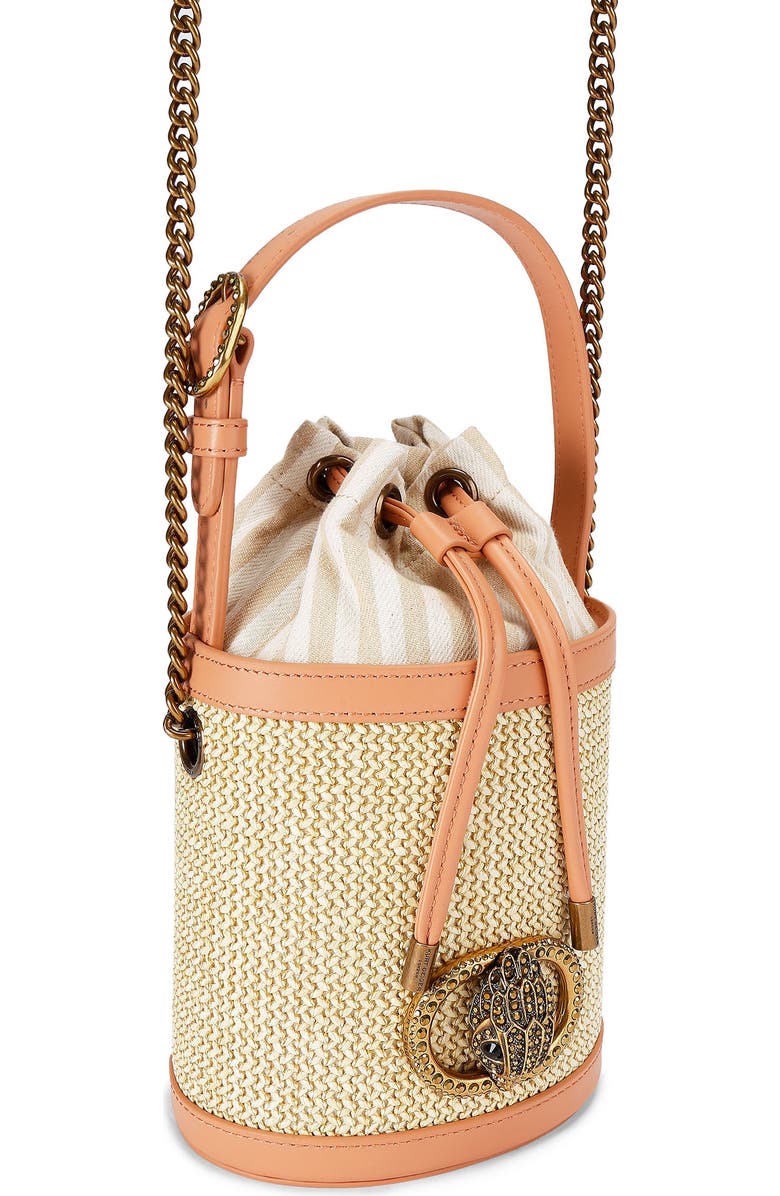 Kurt Geiger London Small Chelsea Round Woven Bucket Bag, Alternate, color, Open Beige