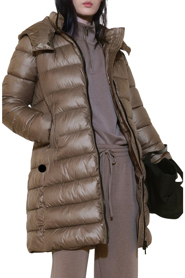 Water Repellent Hooded Quilted Coat, Main, color, MEDIUM BROWN