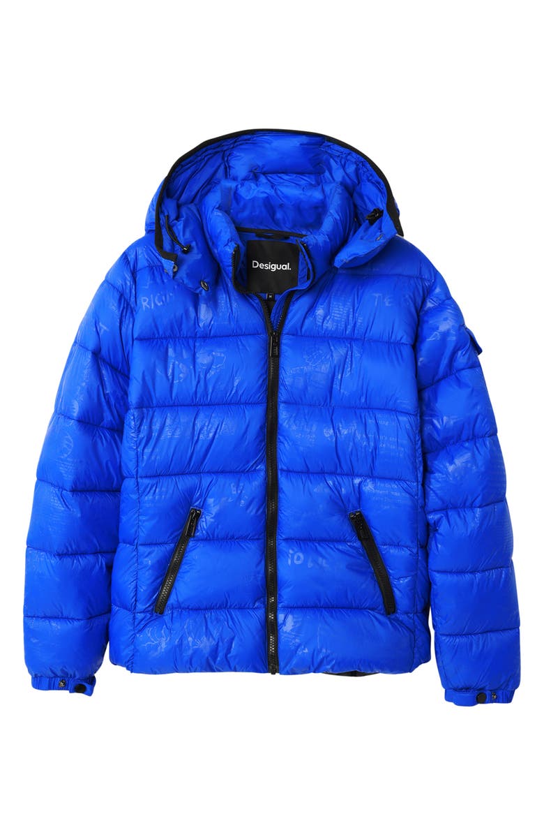 Desigual Drammen Hooded Puffer Coat, Alternate, color, Blue