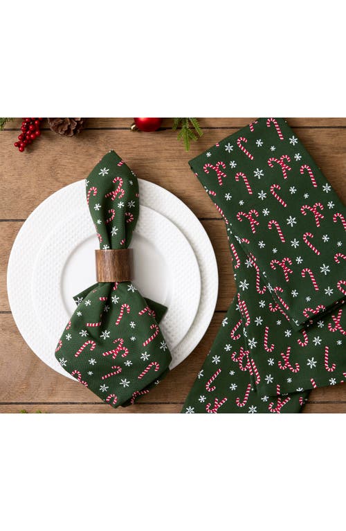 Design Imports Candy Cane Print 4-piece Napkin Set In Green