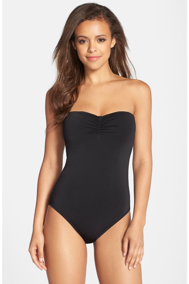 One-Piece String Back Swimsuit, Alternate, color, BLACK