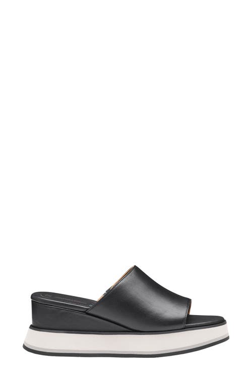Johnston & Murphy Colleen Platform Wedge Slide Sandal In Black Nappa Leather