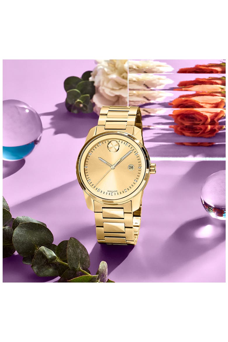 Bold Verso Bracelet Watch, 42mm, Alternate, color, GOLD DIAL