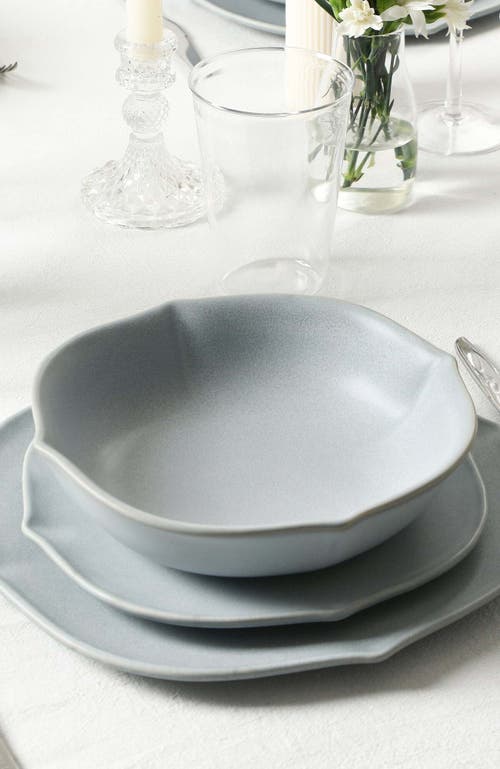 Stone Lain Baskerville 16pc Stoneware Dinnerware Set With Borosilicate Glass In Green