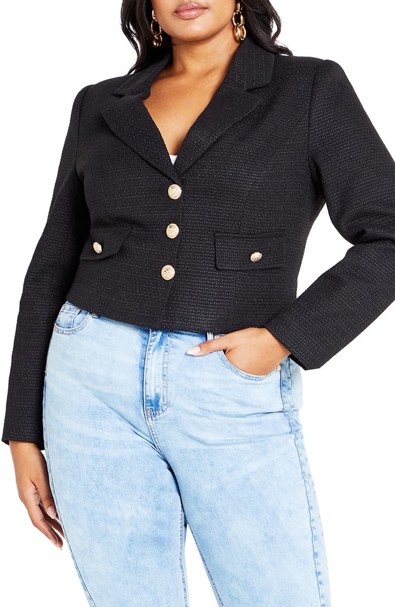 City Chic Regina Bouclé Crop Jacket, Main, color, 