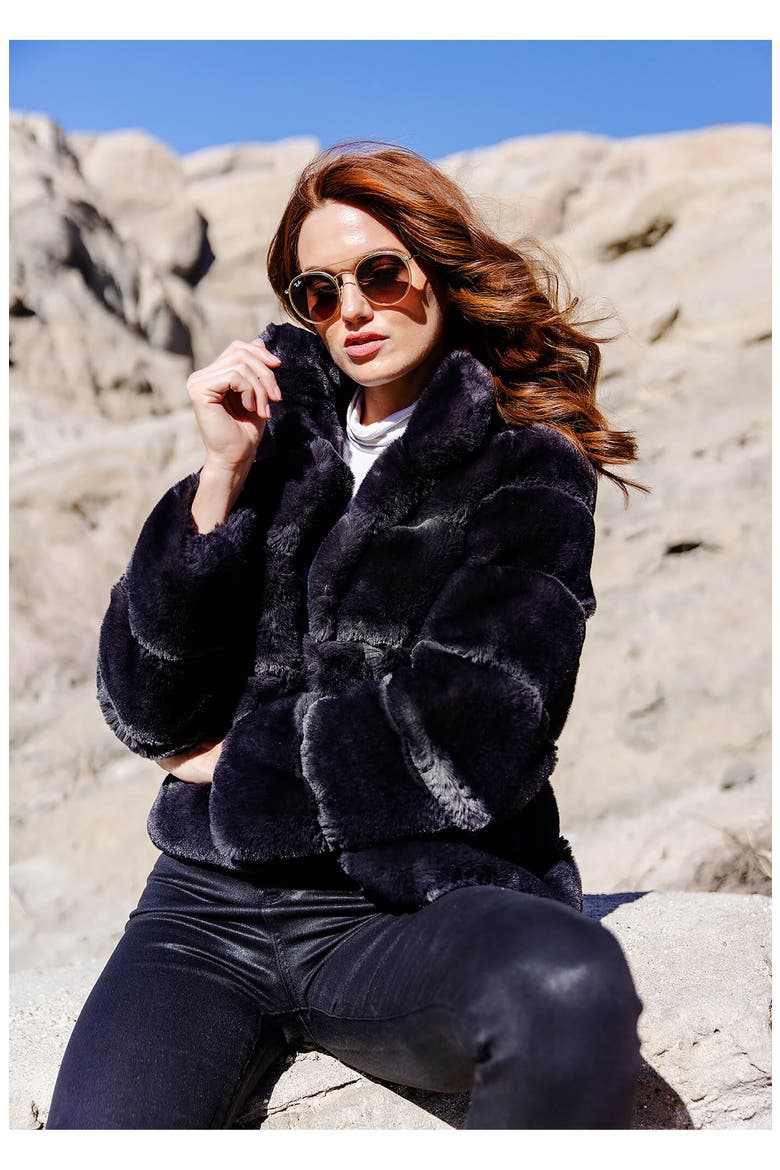 Posh Quilted Faux Fur Jacket, Alternate, color, CHAR