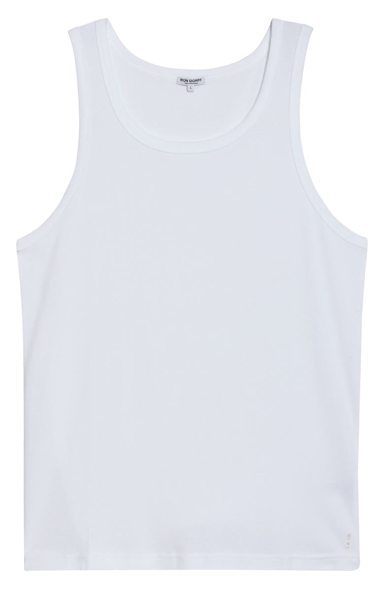RON DORFF Ribbed Cotton Tank, Main, color, Optic White
