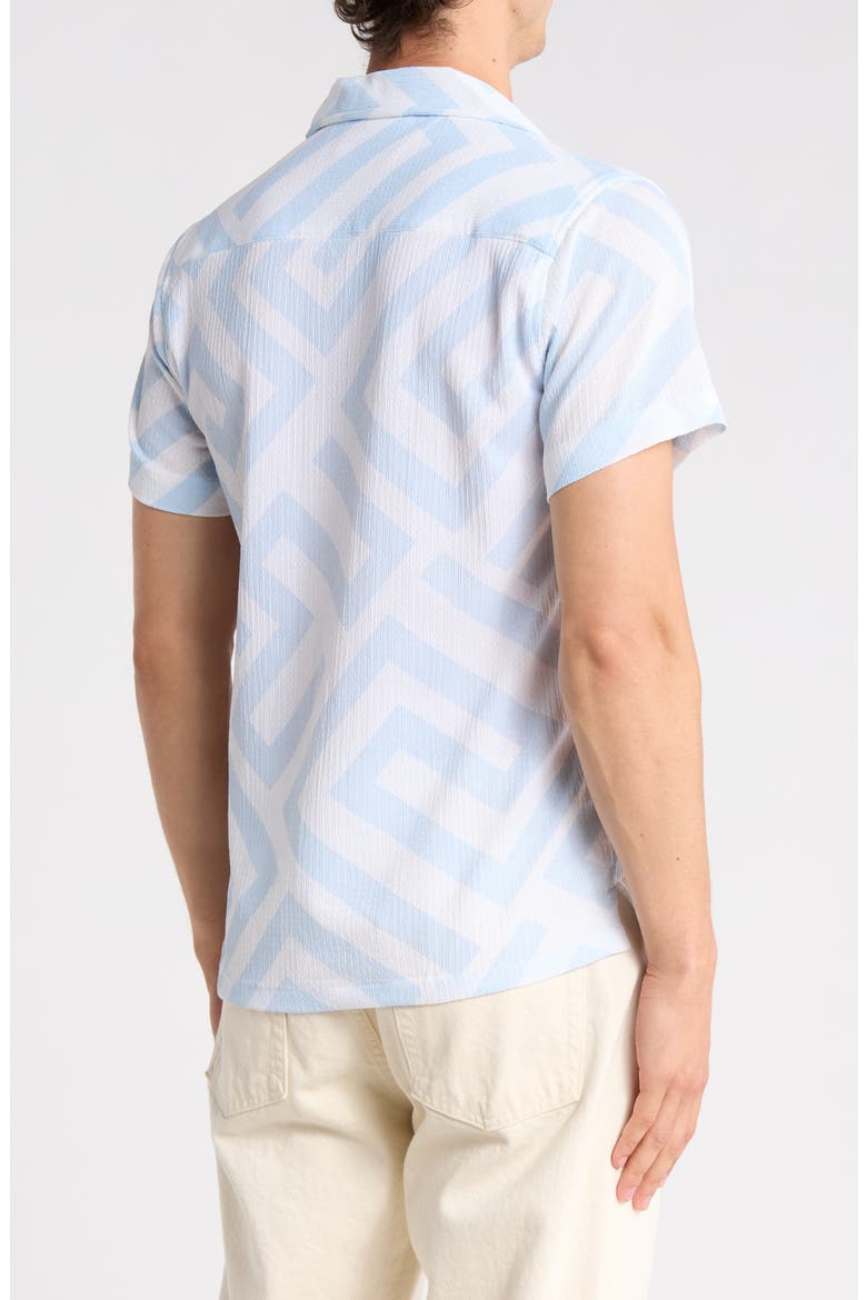 Geometric Print Camp Shirt, Alternate, color, BLUE FINCH