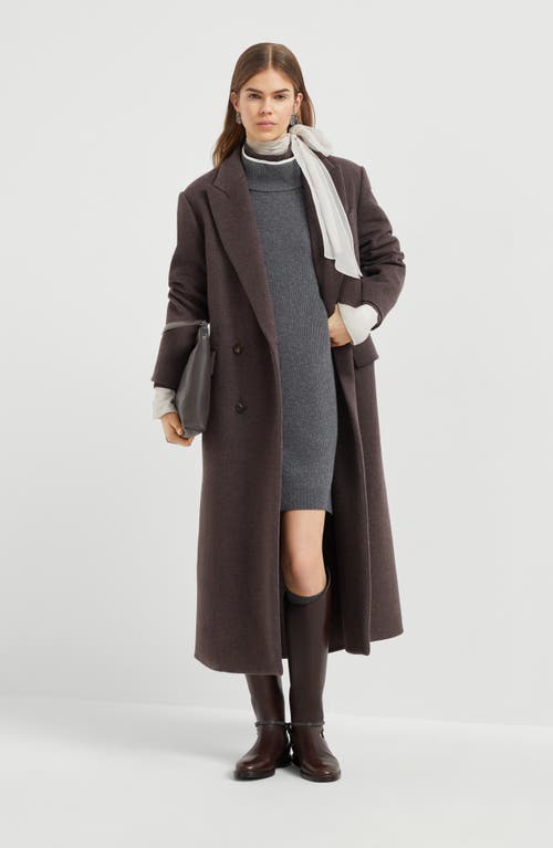 Brunello Cucinelli High-neck Ribbed-knit Mini Dress In Gray