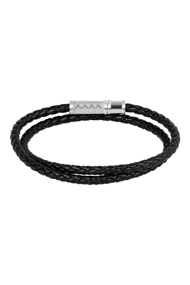 Leather Double Wrap Bracelet, Alternate, color, BLACK