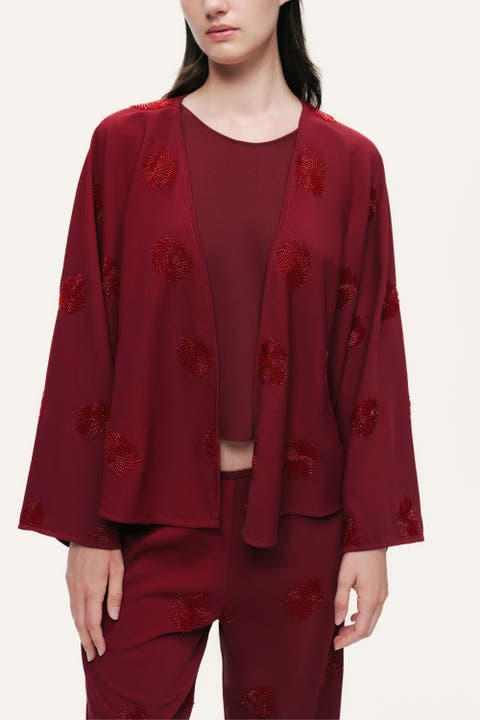 Beaded Open-Front Kimono