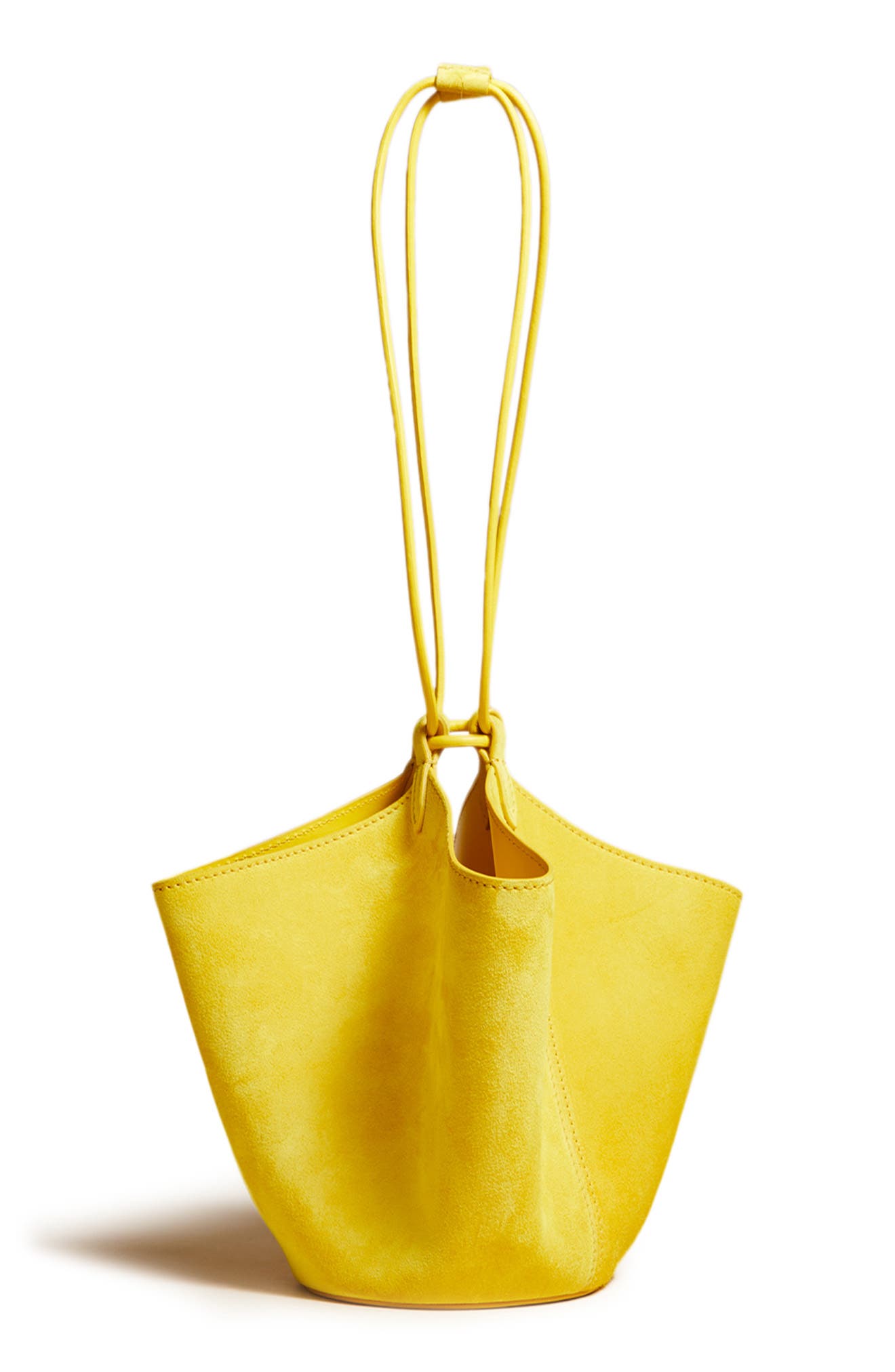 Mini Lotus Suede Shoulder Bag, Main, color, LEMON