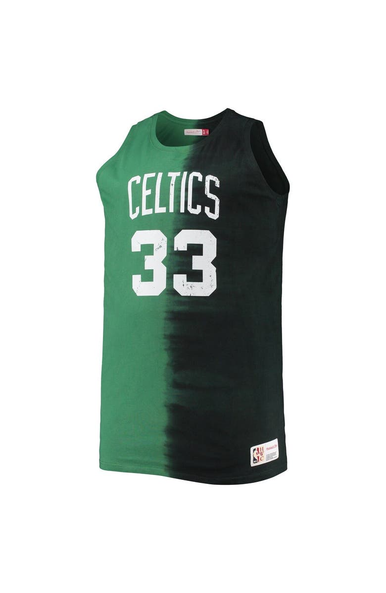 Mitchell & Ness Men's Mitchell & Ness Larry Bird Black/Kelly Green Boston Celtics Big & Tall Profile Tie-Dye Player Tank Top, Alternate, color,