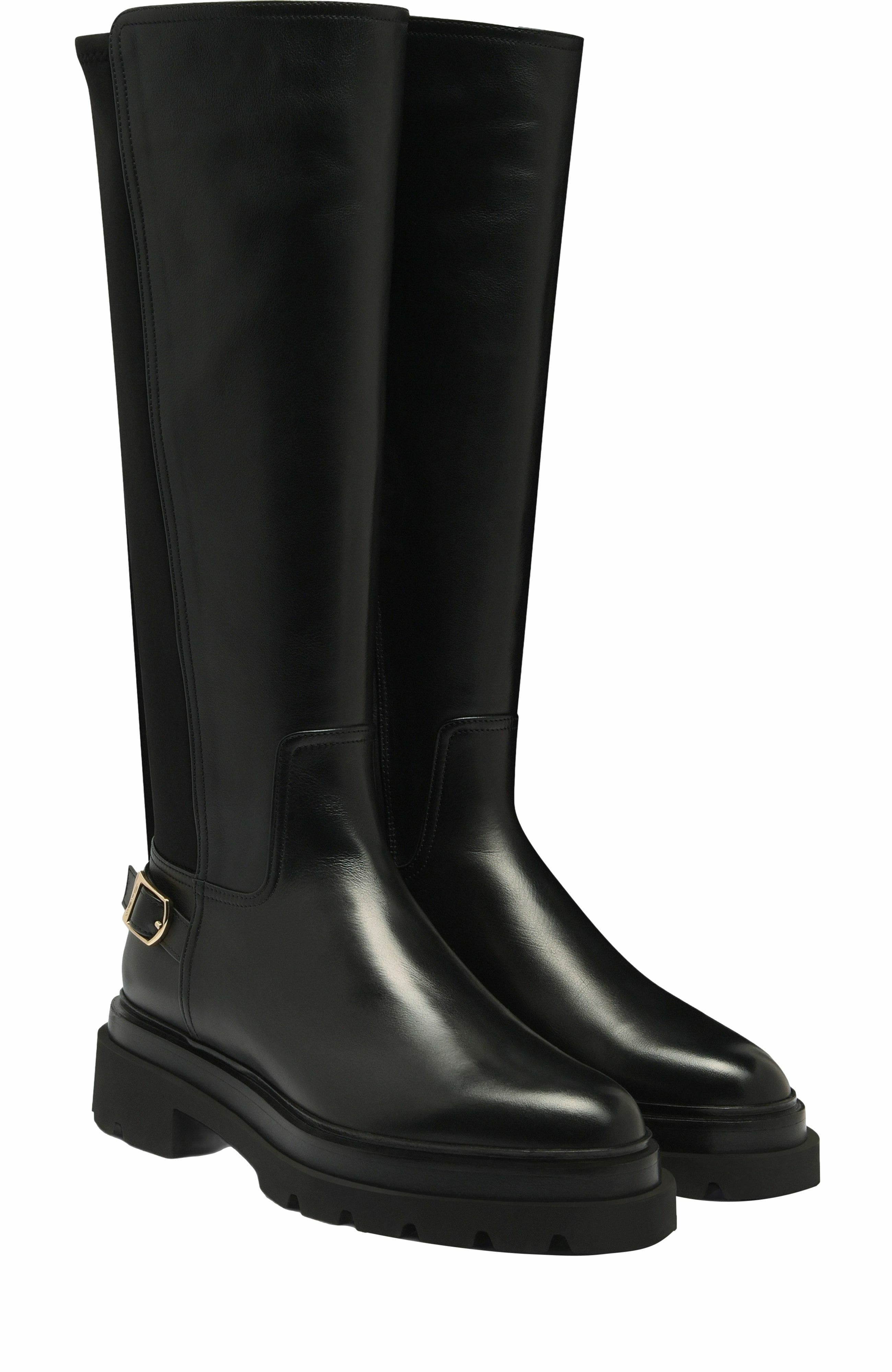 Santoni Women's leather boot, Main, color, Black