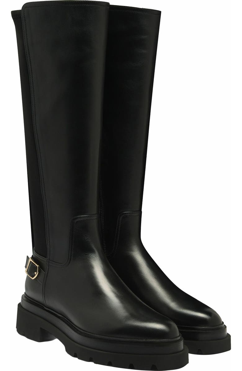 Santoni Women's leather boot, Main, color, Black