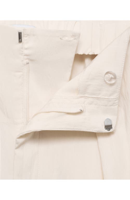 Mango Flowy Pleated Crop Pants In White