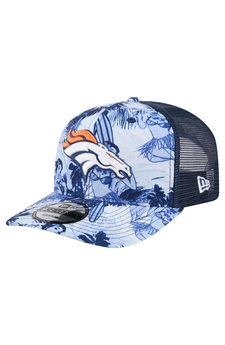 New Era Men's New Era  Navy Denver Broncos Hula Trucker 9SEVENTY Adjustable Hat, Main, color, 