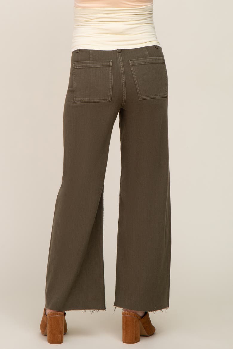 Raw Hem Wide Leg Maternity Jeans, Alternate, color, Olive Green