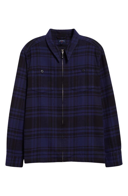 Heavyweight Plaid Flannel Zip Shirt In Black/blue