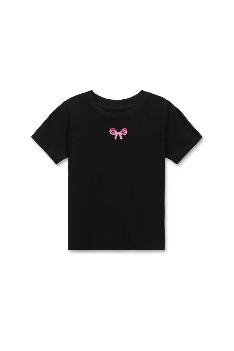 Sequin Bow Short Sleeve T-shirt, Alternate, color, Black