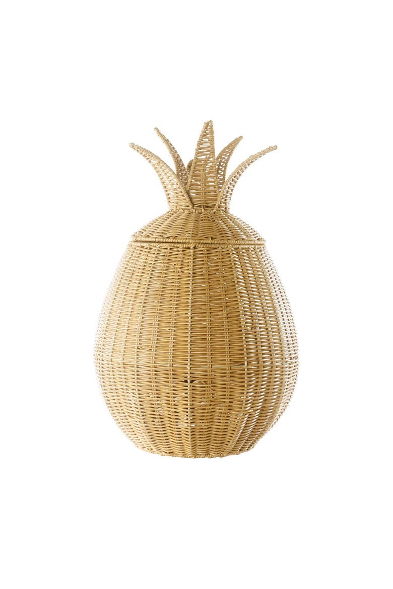 Pineapple Washable Wicker Floor Basket, Main, color, Brown