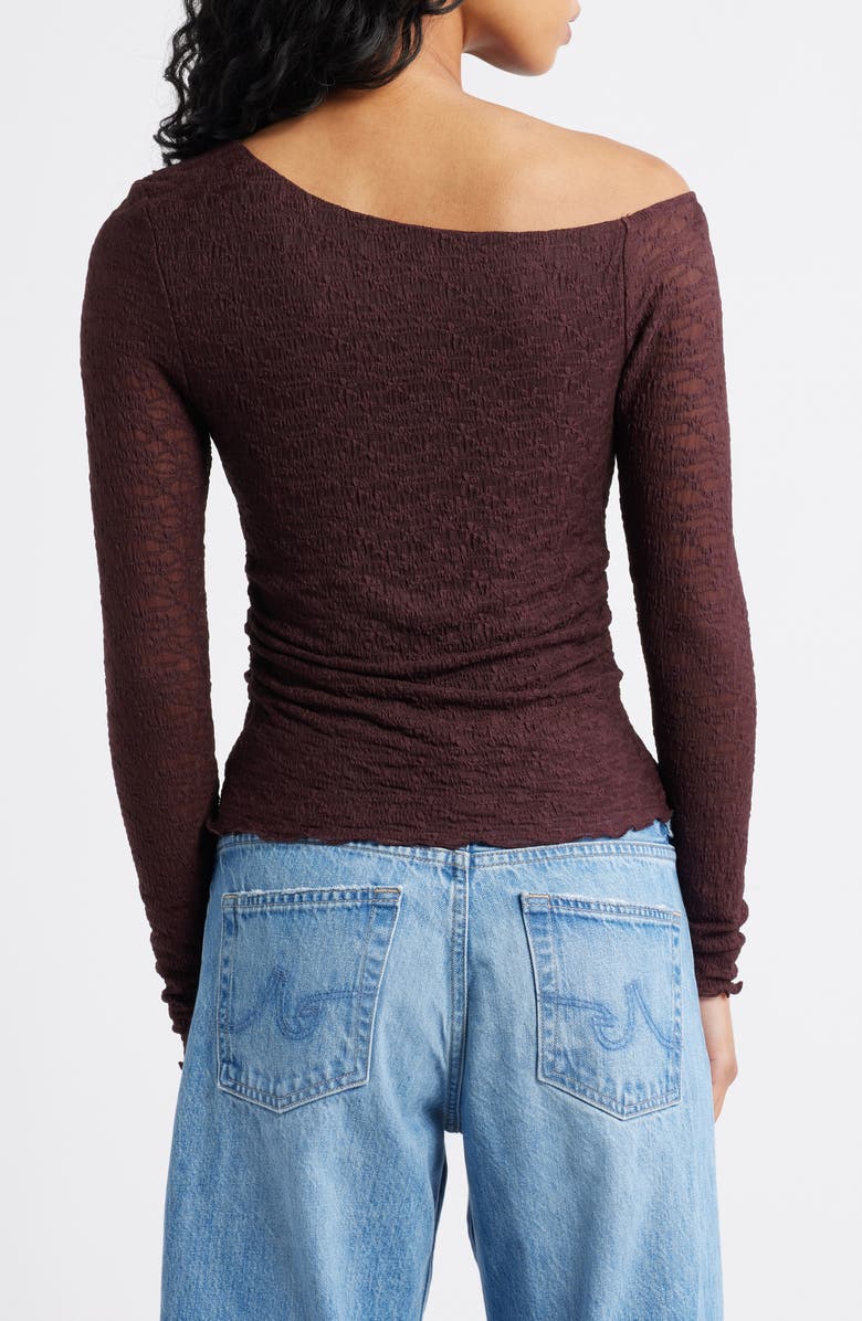 BP. One-Shoulder Lace Top, Alternate, color, Burgundy Fudge