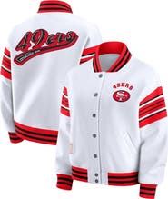 WEAR by Erin Andrews Women's WEAR by Erin Andrews White San Francisco 49ers Plus Size Full-Snap Fleece Sweatshirt Jacket
