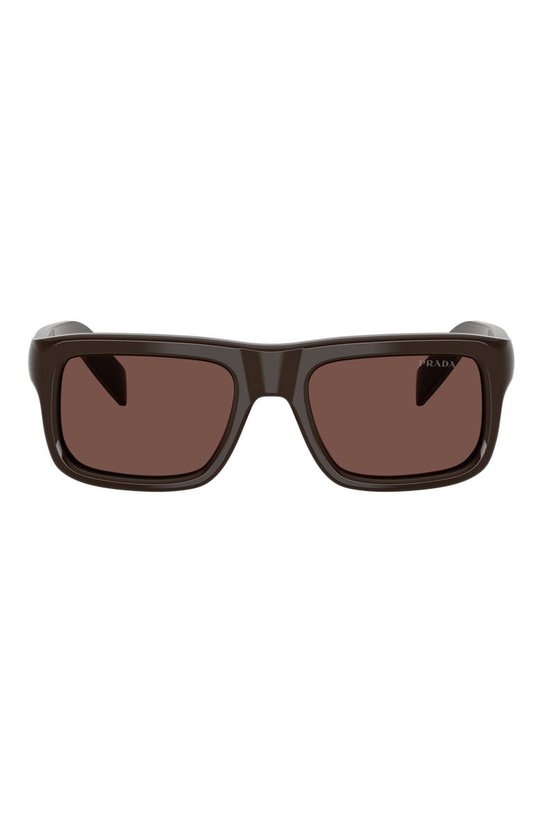 56mm Rectangular Sunglasses, Main, color, CIGAR / BLACK CHOCOLATE