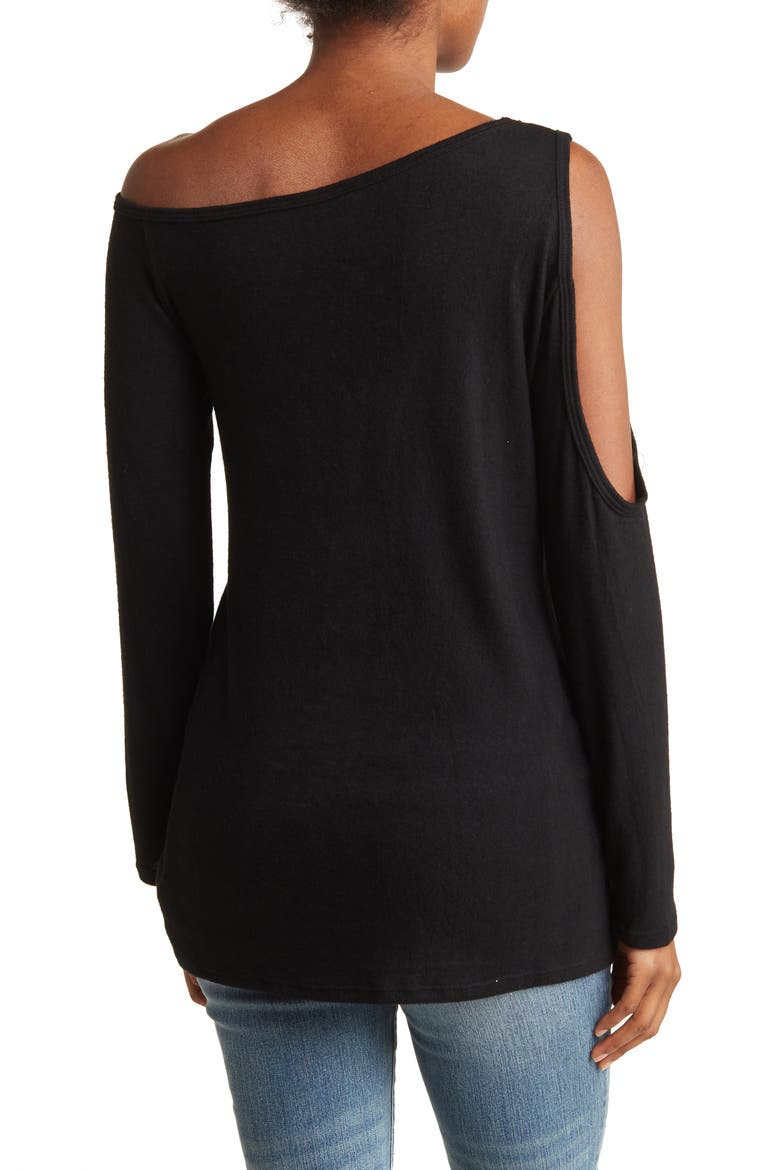 Cold Shoulder Top, Alternate, color, BLACK
