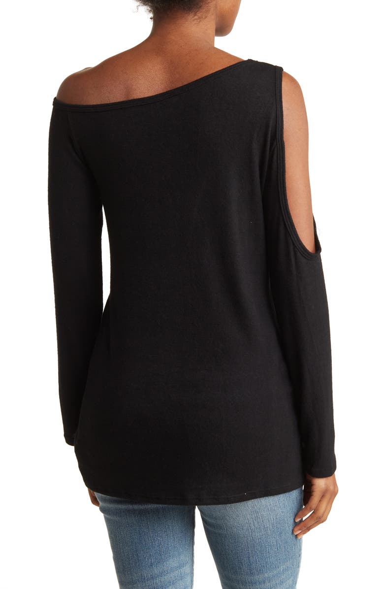 GO COUTURE Cold Shoulder Top, Alternate, color, Black