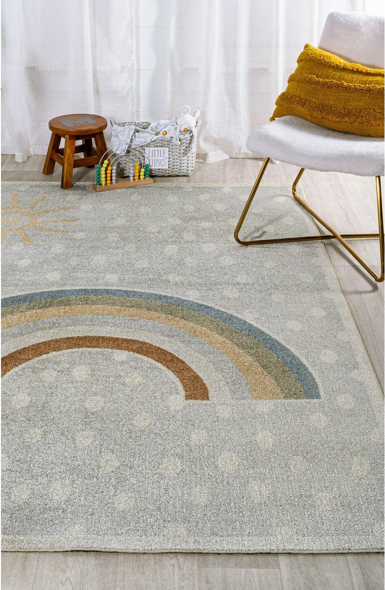 JONATHAN Y Minha Rainbow Dot Modern Machine-Washable Area Rug, Alternate, color, Gray/Ivory/Yellow